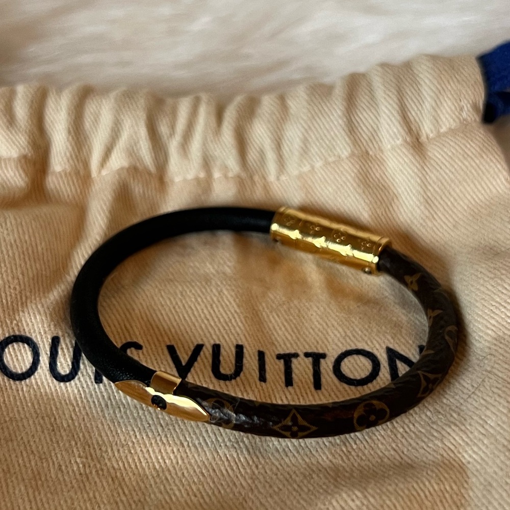 Louis Vuitton Bracelet Black & Monogram Gold Bracelet - Picture 2 of 3